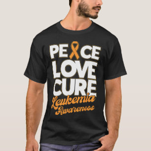 Camiseta Peace Love Cure Support Leukemia Sensibilização Fr