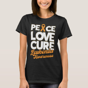 Camiseta Peace Love Cure Support Leukemia Sensibilização Fr