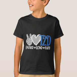 Camiseta Peace Love Cure Type 2 Diabetes Awarts T2D Blue