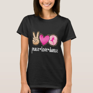 Camiseta Peace Love Dance Leopard Imprima Mãe Mulheres Dan
