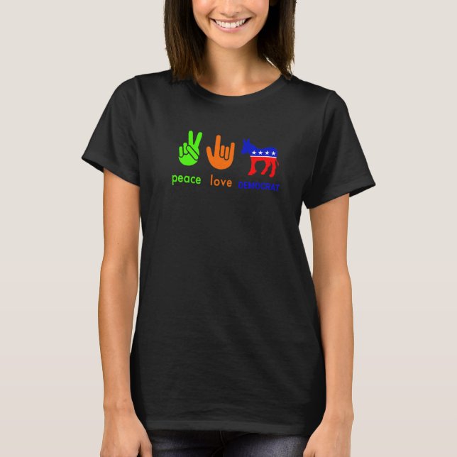 Camiseta Peace Love Democrat Donkey Midterm Election Polit (Frente)