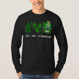 Camiseta Peace Love Dia de São Patrício Irish Lucky C Shamr