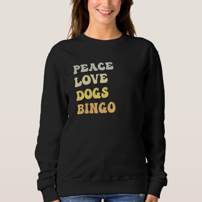 Camiseta Peace Love Dogs Bingo  Retro (Frente)