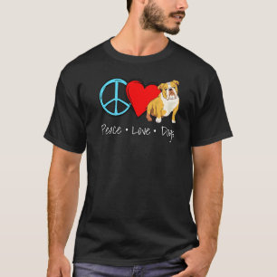 Camiseta Peace Love Dogs English Bulldog