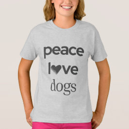Camiseta Peace Love Dogs | Modern Dog Lover Graphic Girl's