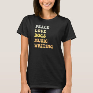 Camiseta Peace Love Dogs Music Retro
