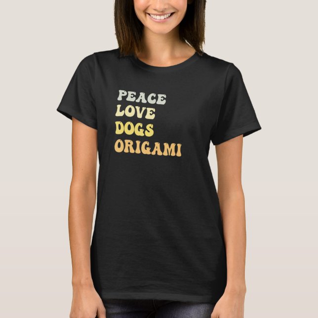 Camiseta Peace Love Dogs Origami  Retro (Frente)