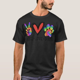 Camiseta Peace Love Dogs Paws Tie Dye Rainbow Animal Rescut