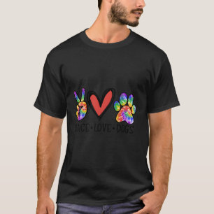 Camiseta Peace Love Dogs Paws Tie Dye Rainbow Animal Rescut