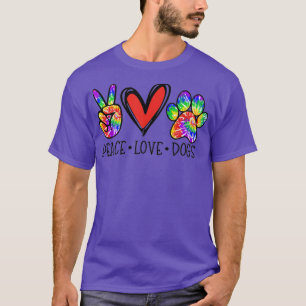 Camiseta Peace Love Dogs Paws Tie Dye Rainbow Animal Rescut