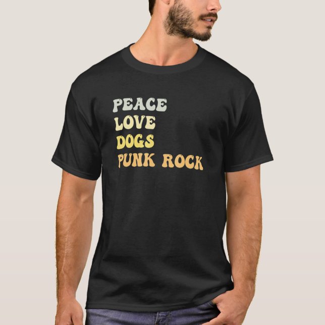 Camiseta Peace Love Dogs Punk Rock   Retro (Frente)