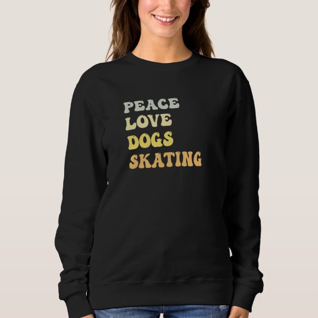 Camiseta Peace Love Dogs Skating  Retro (Frente)