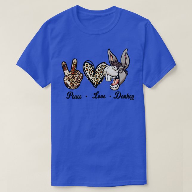 Camiseta Peace Love Donkey Cinza Donkey Farmer (Frente do Design)