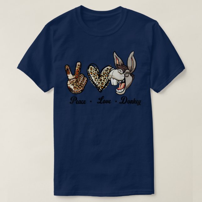 Camiseta Peace Love Donkey Cinza Donkey Farmer (Frente do Design)