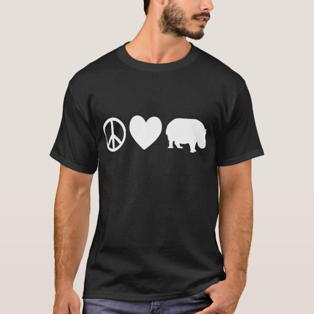 Camiseta Peace Love e Hippos (Frente)