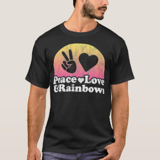 Camiseta Peace Love e Rainbows Rainbow