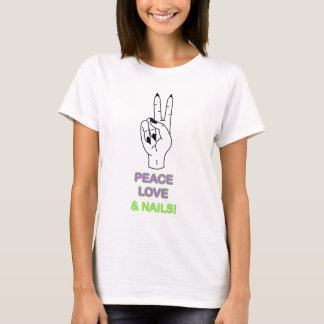 Camiseta Peace Love e Unhas Nail Tech Nail Love