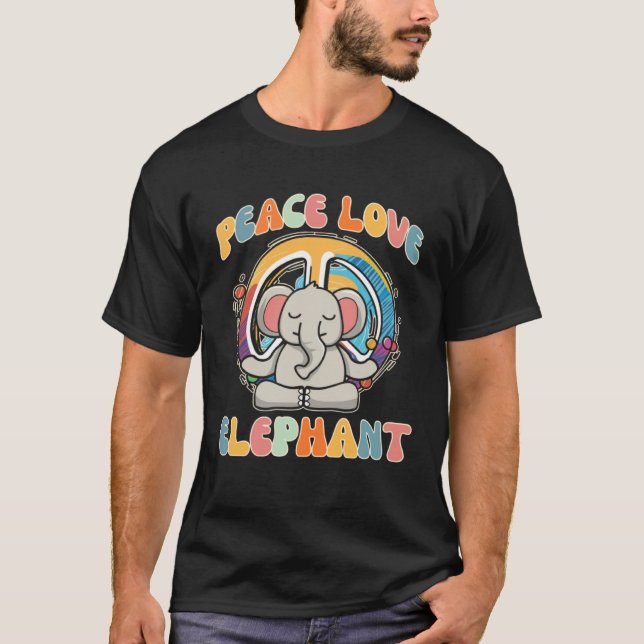 Camiseta Peace Love Elephant Boar Hippie Yoga  Meditation H (Frente)
