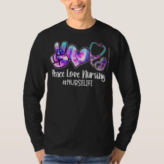 Camiseta Peace Love Enfermando Enfermeira Vida Para Enferme
