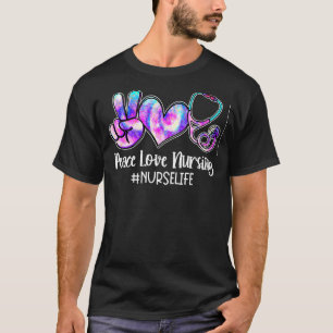 Camiseta Peace Love Enfermando Enfermeira Vida Para Enferme