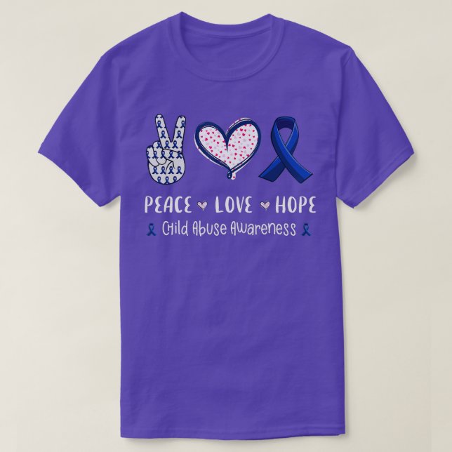 Camiseta Peace Love esperança de abuso infantil (Frente do Design)