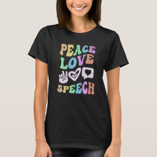 Camiseta PEACE LOVE FALA Terapêutica com Língua Retroativa 