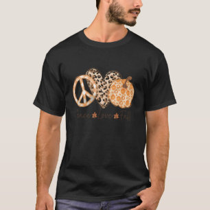 Camiseta Peace Love Fall Pumpkin Xadrez Family Pajama Obrig