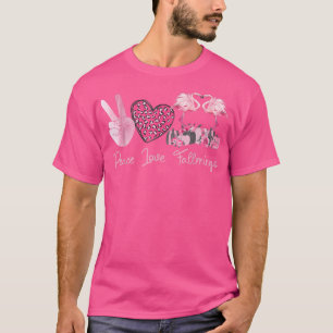 Camiseta Peace Love Fallmingo Pink Flamingo & Pumpkin in Au