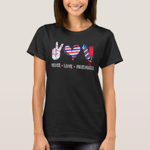 Camiseta Peace Love Fireworks Flag Usa 4 De Julho Freedom