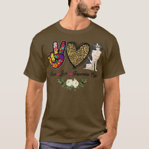 Camiseta Peace Love Floral Japan Chin Mãe Mãe Mãe Mãe Mãe M