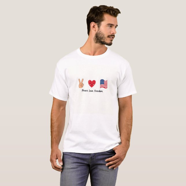 Camiseta Peace Love Freedom USA Shirt (Frente Completa)