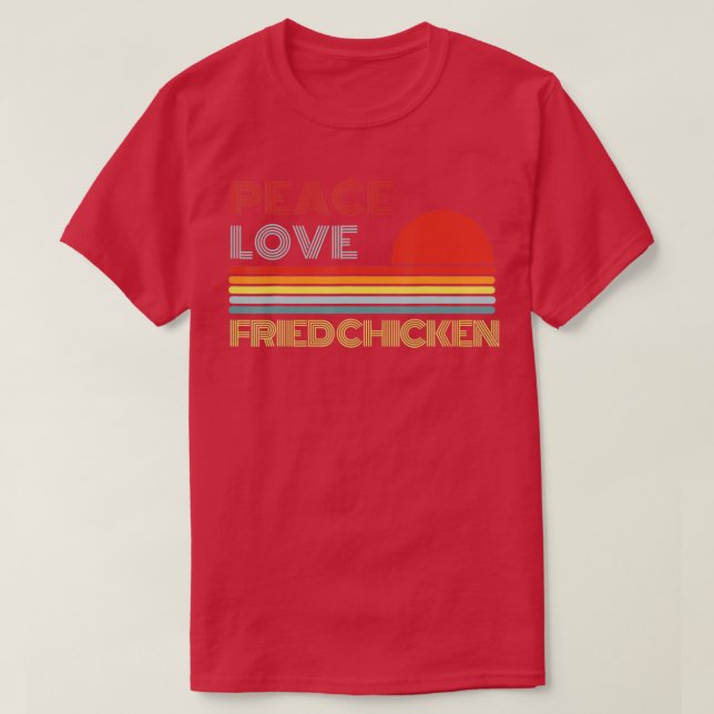 Camiseta Peace Love Fried Chicken Retro Vintage (Frente do Design)