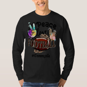 Camiseta Peace Love Futebol Gammy Life Mãe Avó Leopardo