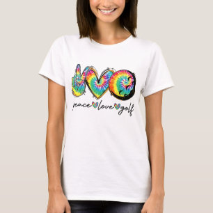Camiseta Peace Love Golf Engraçado Tie Dye Golf
