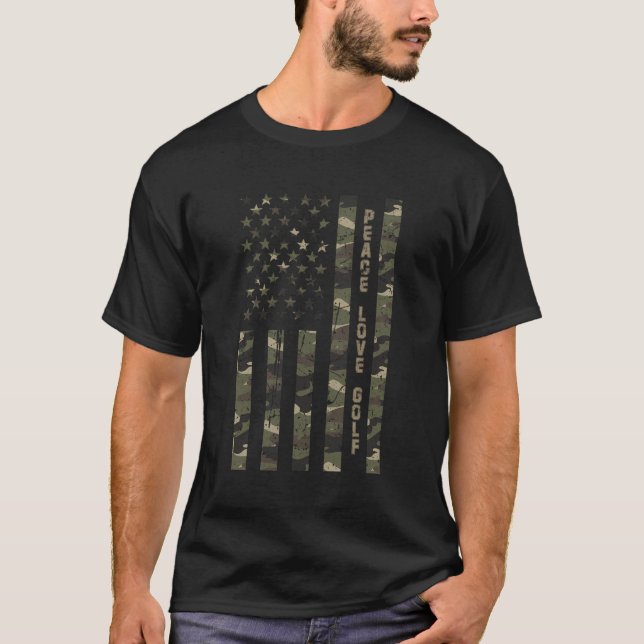 Camiseta Peace Love Golf EUA aflora Camo W us (Frente)