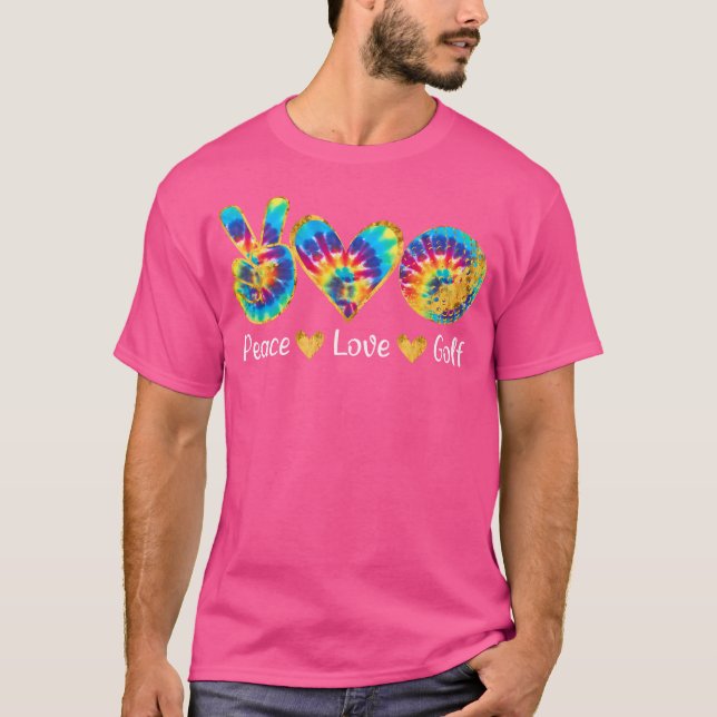 Camiseta Peace Love Golf Funny Tie Dye Golf Lovers (Frente)