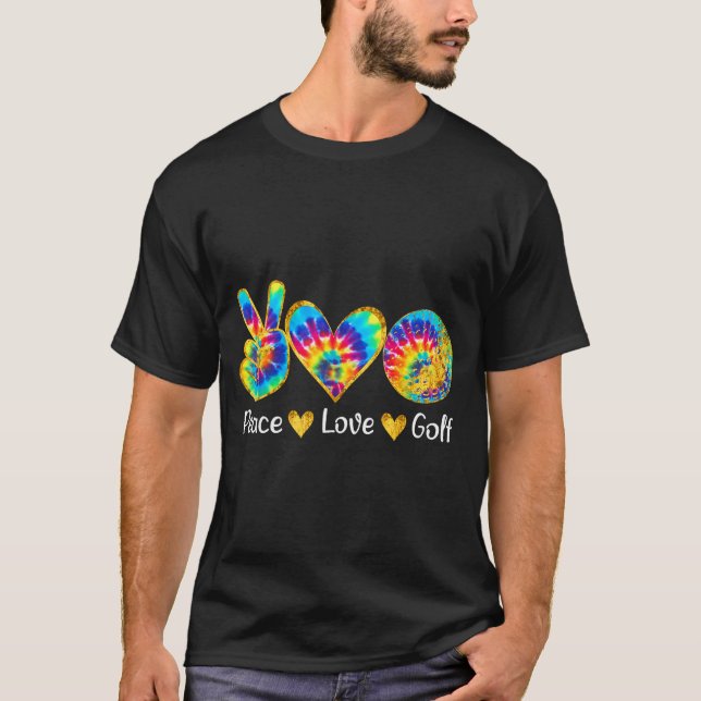 Camiseta Peace Love Golf Funny Tie Dye Golf Lovers  (Frente)