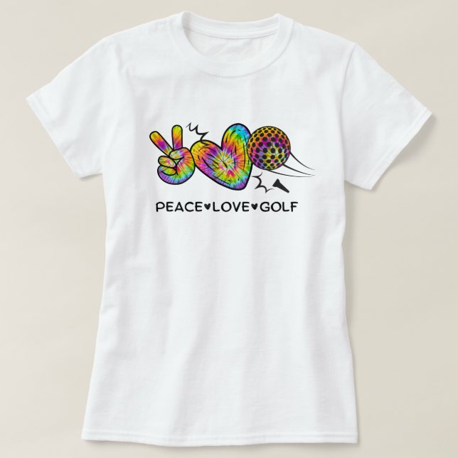 Camiseta Peace Love Golf Tie-Dye (Frente do Design)
