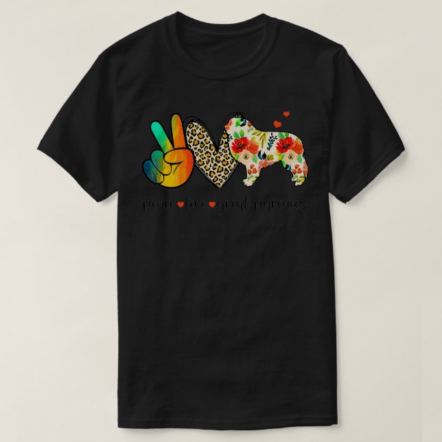 Camiseta Peace Love Great Pyrenees Funny Tee For Dog Lover  (Frente do Design)