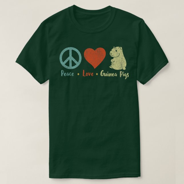 Camiseta Peace Love Guiné Pigs Lover Wheek Premium 4 (Frente do Design)