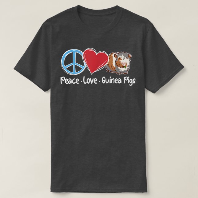 Camiseta Peace Love Guinea Pigs Cute Guinea Pig Animal Love (Frente do Design)