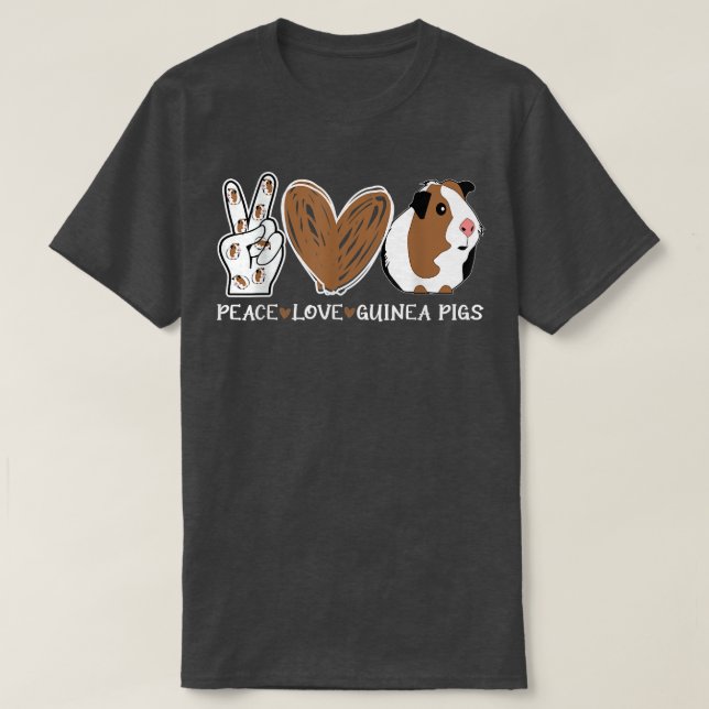 Camiseta Peace Love Guinea Pigs Funny  (Frente do Design)