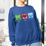 Camiseta Peace Love Hanukkah<br><div class="desc">Camiseta Hanukkah do Peace Love para uma mulher judia que gosta de celebrar Chanukah. Um bonito sinal de paz,  coração,  e uma bela menorah.</div>