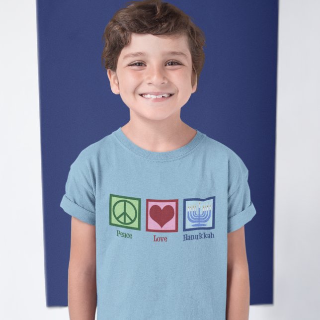 Camiseta Peace Love Hanukkah Kids (Criador carregado)