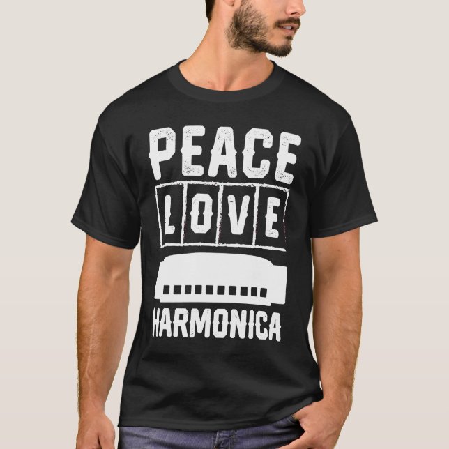 Camiseta Peace Love Harmonica (Frente)