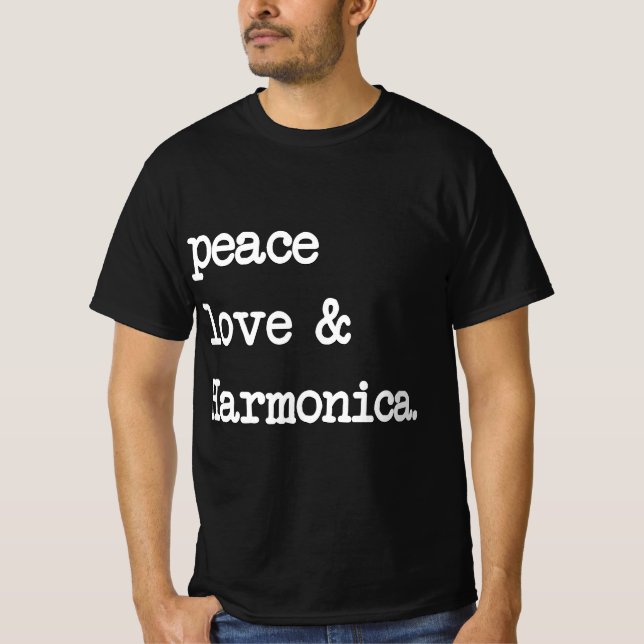 Camiseta Peace Love Harmonica (Frente)