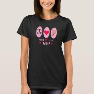 Camiseta Peace Love Harp Heart Orchestra Concert Ton