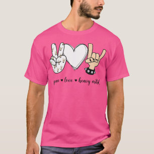 Camiseta Peace Love Heavy Metal Peace Sign Rock Music