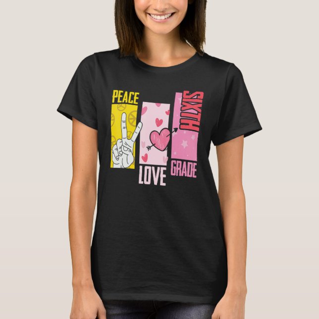 Camiseta Peace Love High School Day Team 6 Gra (Frente)