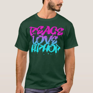 Camiseta Peace Love Hip Hop Graffiti Retro Rap Music vintag